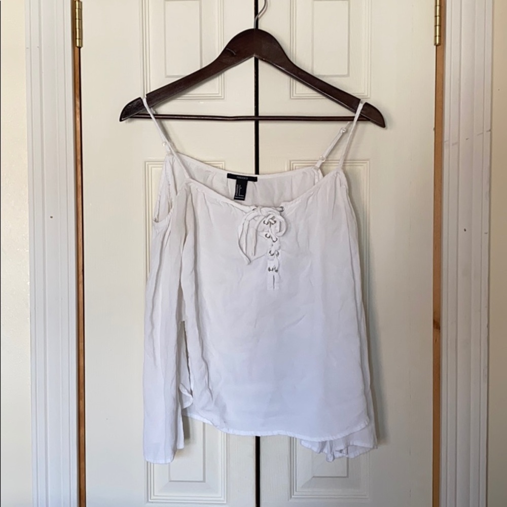 Long sleeve cold shoulder bell sleeve top